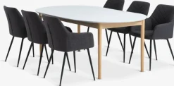 MARSTRAND + PURHUSMARSTRAND Ø110 table blanc + 4 PURHUS chaises gris
