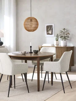 MARSTRAND + PURHUSMARSTRAND Ø110 table colo. chêne f. + 4 PURHUS blanc cassé