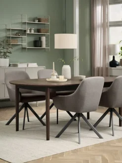 MARSTRAND + ROSTRUPMARSTRAND L200/280 table ch. f. + 4 ROSTRUP chaises sable