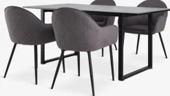 MOSELUND + SABROMOSELUND L180 table céramique + 4 SABRO chaises gris/noir