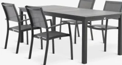 MOSS + STRANDBYMOSS L214/315 table + 4 STRANDBY chaises gris