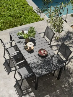 MOSS + STRANDBYMOSS L214/315 table + 4 STRANDBY chaises gris