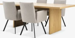 MUNKEBY + GJESINGMUNKEBY L220 table colo. chêne + 4 GJESING chaises beige/n.