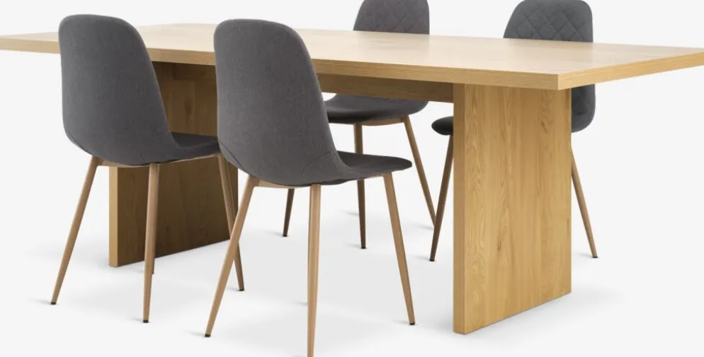 MUNKEBY + JONSTRUPMUNKEBY L220 table colo. chêne + 4 JONSTRUP chaises asphalte