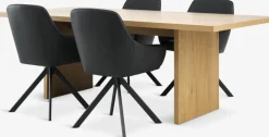 MUNKEBY + ROSTRUPMUNKEBY L220 table colo. chêne + 4 ROSTRUP chaises noir