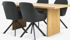 MUNKEBY + ROSTRUPMUNKEBY L180 table coloris chêne + 4 ROSTRUP chaises noir