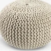 NEBLEPouf NEBLE Ø50 tissu tricoté beige