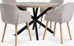 NORTOFT + ADSLEVNORTOFT Ø120 table coloris chêne + 4 ADSLEV chaises beige