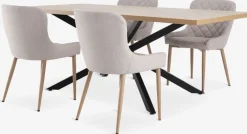 NORTOFT + BELLINGENORTOFT L200 table coloris chêne + 4 BELLINGE chaises sable