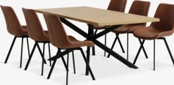 NORTOFT + HYGUMNORTOFT L200 table coloris chêne + 4 HYGUM chaises cognac