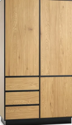 ODENSEArmoire ODENSE 120x210 3 portes 3 tiroirs coloris chêne