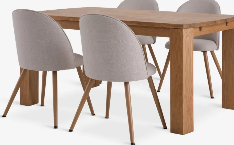 OLDE + THORUPOLDE L160 table chêne naturel + 4 THORUP chaises beige