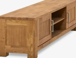 OLDEMeuble TV OLDE 200 cm 2 portes 1 étagère chêne naturel