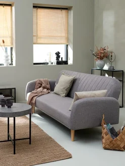 PARADISCanapé convertible PARADIS tissu gris clair/coloris chêne