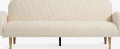 PARADISCanapé convertible PARADIS tissu teddy blanc cassé/colo. ch.