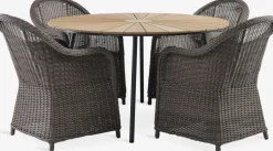 RANGSTRUP + GAMMELBYRANGSTRUP Ø130 table naturel + GAMMELBY chaises gris