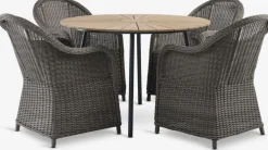 RANGSTRUP + GAMMELBYRANGSTRUP Ø110 table naturel + GAMMELBY chaises gris