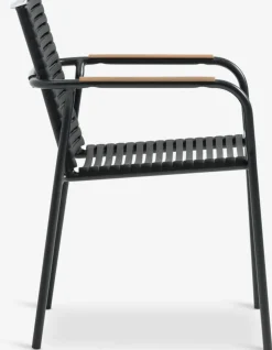 RANGSTRUP + NABERANGSTRUP Ø110 table naturel/noir + 4 NABE chaises empil. n.