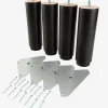 RAUDSUNDAPieds de lit Ø6xH20cm RAUDSUNDA hêtre noir 4pcs/pqt