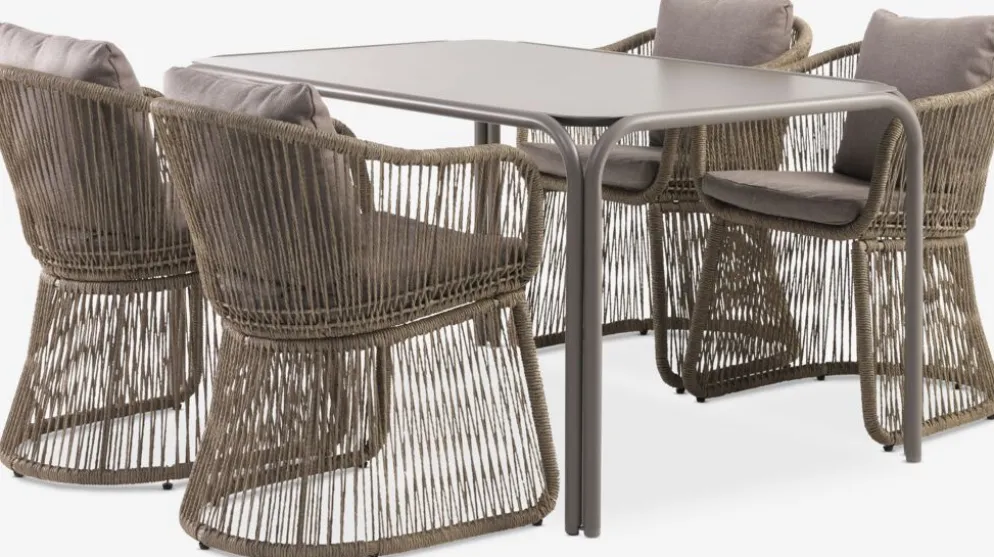 RAUMA + STORDALENRAUMA L140 table sable foncé + 4 STORDALEN chaises naturel