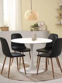 RINGSTED + JONSTRUPRINGSTED Ø100 table blanc + 4 JONSTRUP chaises noir