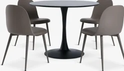 RINGSTED + ULDALRINGSTED Ø100 table noir + 4 ULDAL chaises brun