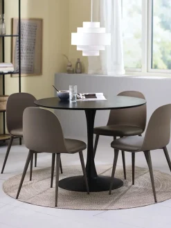RINGSTED + ULDALRINGSTED Ø100 table noir + 4 ULDAL chaises brun