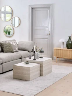 ROLSTEDTable basse ROLSTED 58x58/50x50 coloris travertin 2pcs
