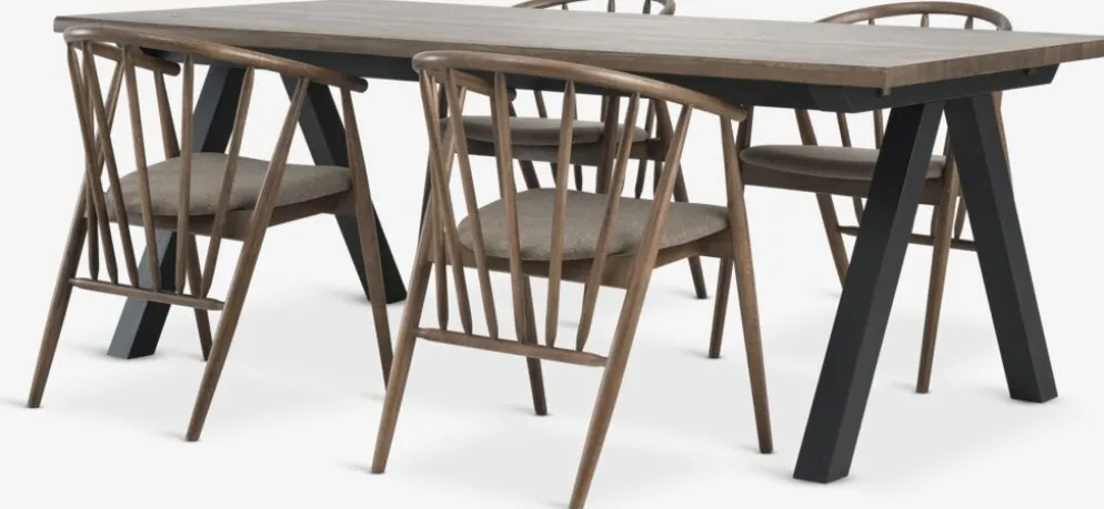 SANDBY + LYKSBORGSANDBY L210 table chêne foncé + 4 LYKSBORG chaises chêne f.