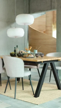 SANDBY + RISSKOVSANDBY L160 table chêne naturel + 4 RISSKOV chaises gris c.