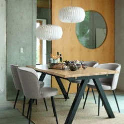 SANDBY + RISSKOVSANDBY L160 table chêne naturel + 4 RISSKOV chaises gris c.