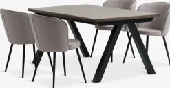 SANDBY + RISSKOVSANDBY L160 table chêne foncé + 4 RISSKOV chaises gris clair