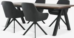 SANDBY + ROSTRUPSANDBY L210 table chêne foncé + 4 ROSTRUP chaises noir
