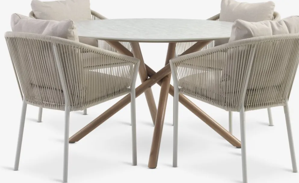 SANDVIG + GILJASANDVIG Ø120 table + 4 GILJA chaises beige