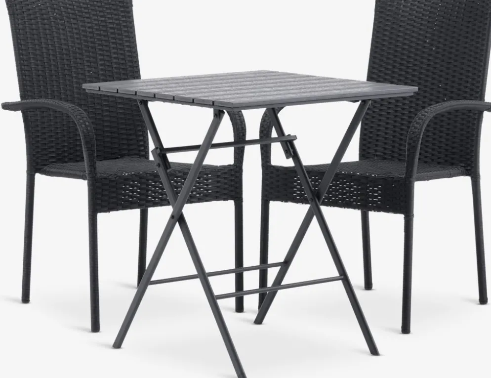 SANDVIKA + GUDHJEMSANDVIKA L65 table + 2 GUDHJEM chaises noir