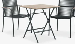 SANDVIKA + NABESANDVIKA L65 table naturel + 2 NABE chaises noir