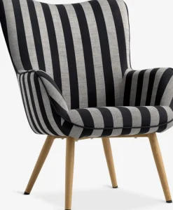SIMESTEDFauteuil SIMESTED rayures tissu noir/beige