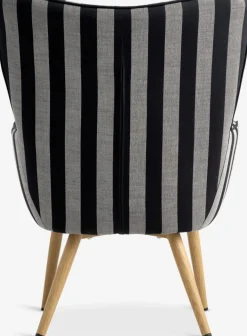 SIMESTEDFauteuil SIMESTED rayures tissu noir/beige