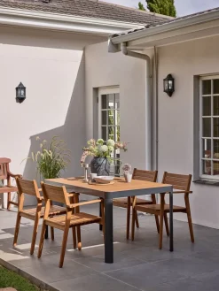 SIRDAL + HAMRASIRDAL L149 table + 4 HAMRA chaises eucalyptus