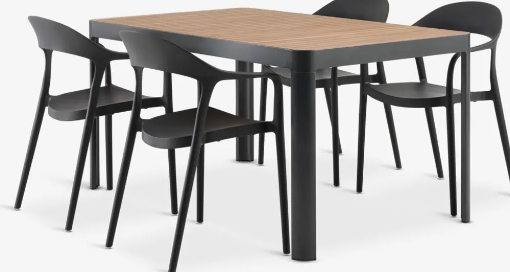 SIRDAL + NANNESTADSIRDAL L149 table eucalyptus + 4 NANNESTAD chaises