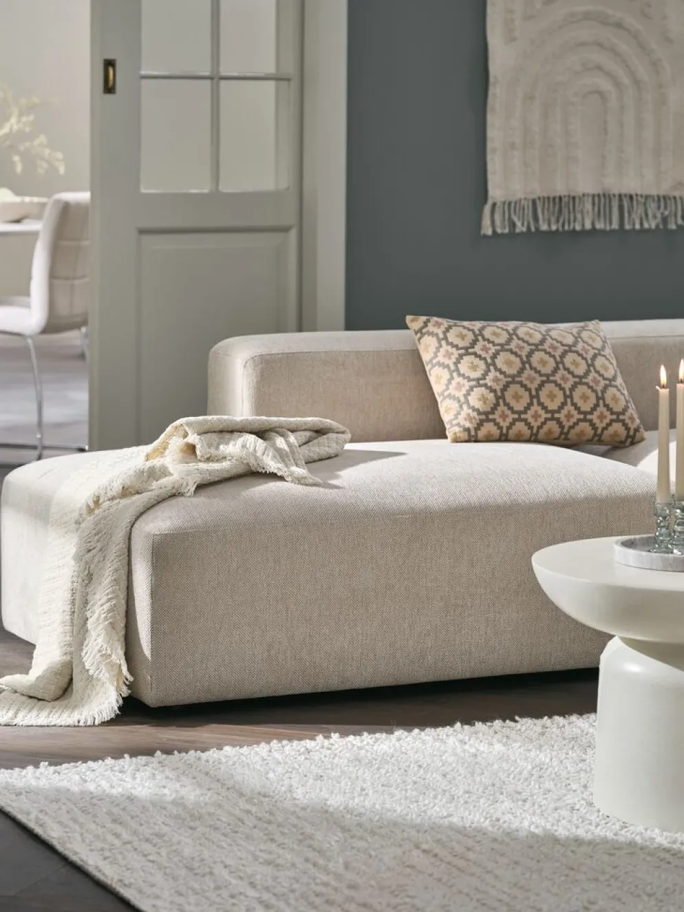 SKEJBYCanapé modulable SKEJBY 2pers. méridienne/extrémité beige