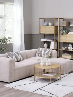 SKEJBYModule canapé SKEJBY méridienne/pouf tissu beige