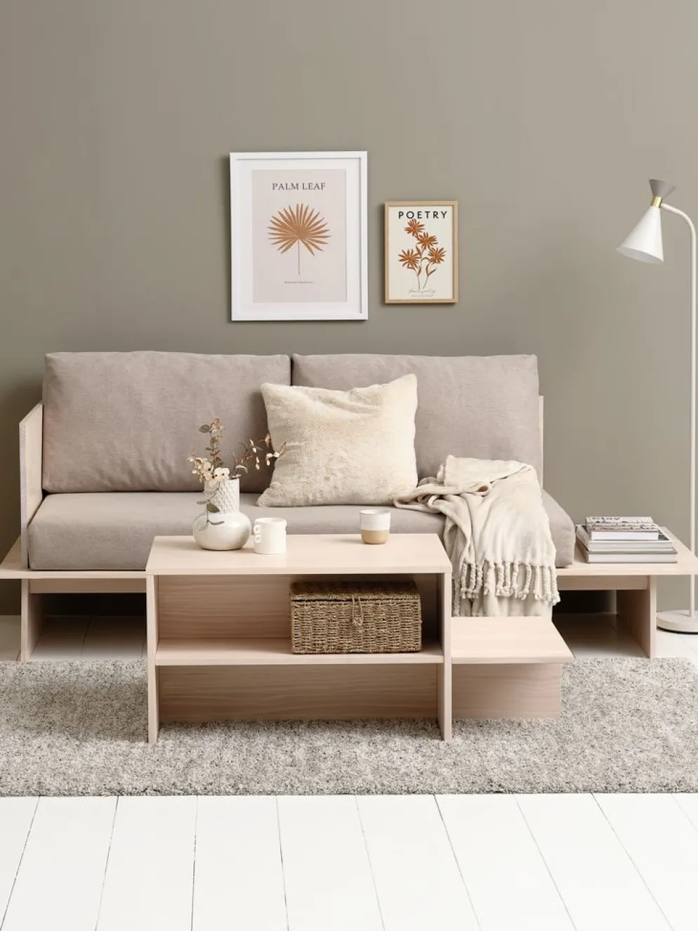 SOLLERUPTable basse SOLLERUP 50x110 a/tablettes pin massif