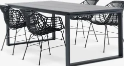 SONNERUP + ILDERHUSESONNERUP L215 table gis + 4 ILDERHUSE chaises noir