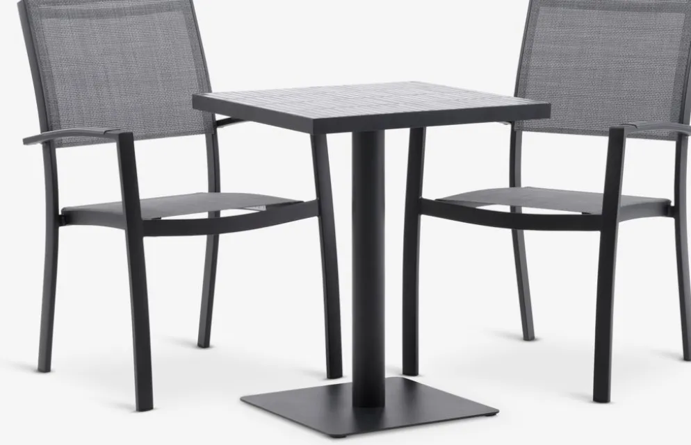 STENUNGSUND + STRANDBYSTENUNGSUND L60 table + 2 STRANDBY chaises gris