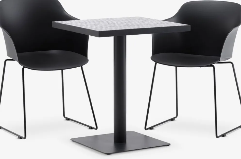 STENUNGSUND + TAGMARKSTENUNGSUND L60 table gris + 2 TAGMARK chaises noir