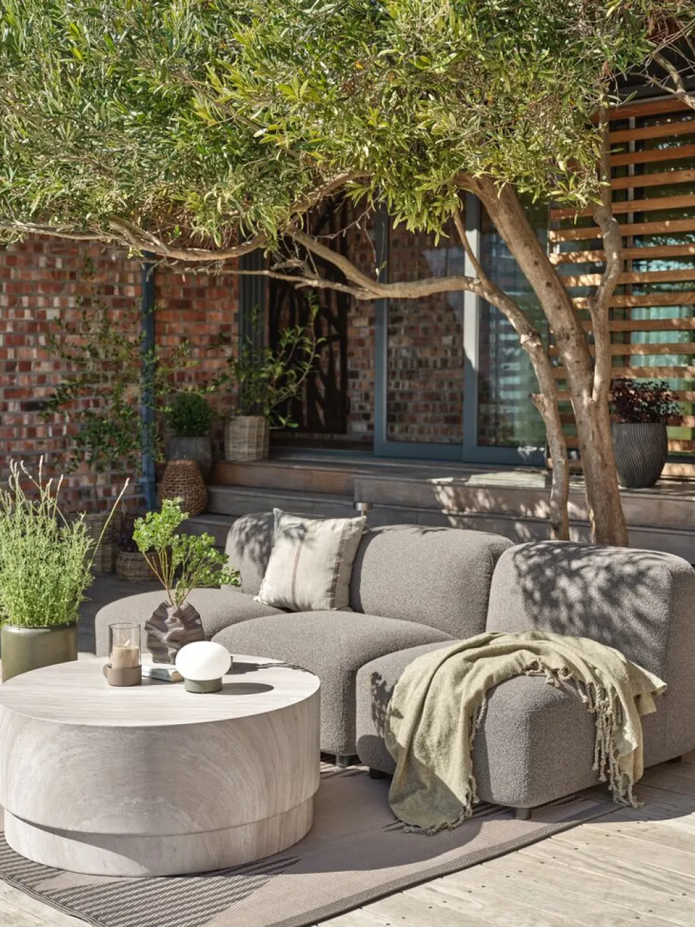STORLIEN + TANELounge set STORLIEN aspect travertin + TANE 3 pers sable f.
