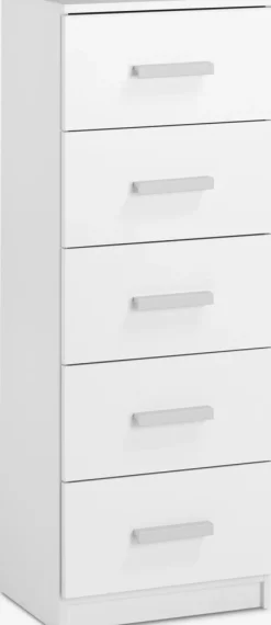 TAPDRUPCommode 5 tiroirs étroits TAPDRUP blanc
