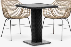 THY + ILDERHUSETHY L60 table noir + 2 ILDERHUSE chaises naturel