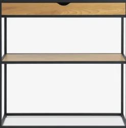 TRAPPEDALConsole TRAPPEDAL 30x80 1 tiroir coloris chêne chaud/noir